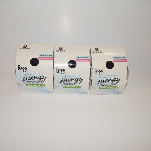 4 - B - L'eggs Sheer Energy Stockings Leggs Control Top No Roll Waist Pantyhose - Picture 2 of 3